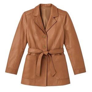 Skin Gear Vintage Buttery Soft Brown Leather Belted Moto Jacket Women’s M in EUC